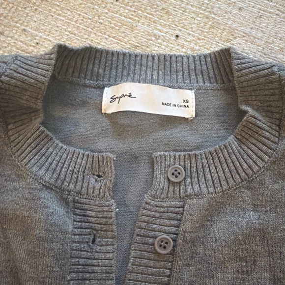 Gray supre Ribbed Button-Up Cardigan - Picture 3 of 4